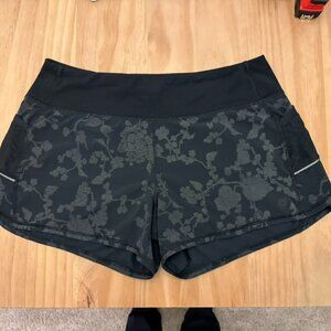 Athleta Shorts Black with Gray Floral Size M